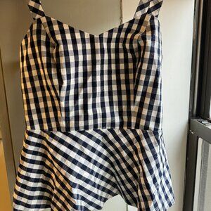 Trina Turk Gingham Peplum Top Small
